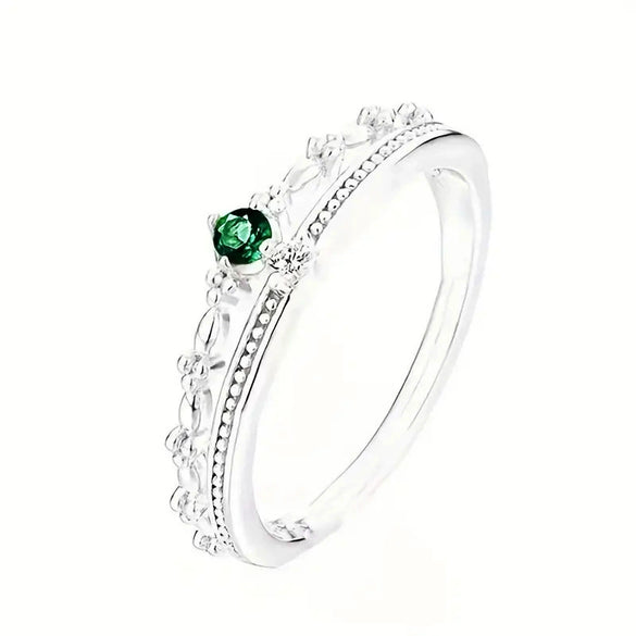 Women's Doublelayer Copper Ring With Geometric Design And Inlaid Zircon