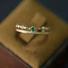Women's Doublelayer Copper Ring With Geometric Design And Inlaid Zircon