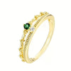 Women's Doublelayer Copper Ring With Geometric Design And Inlaid Zircon