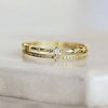 Women's Doublelayer Copper Ring With Geometric Design And Inlaid Zircon