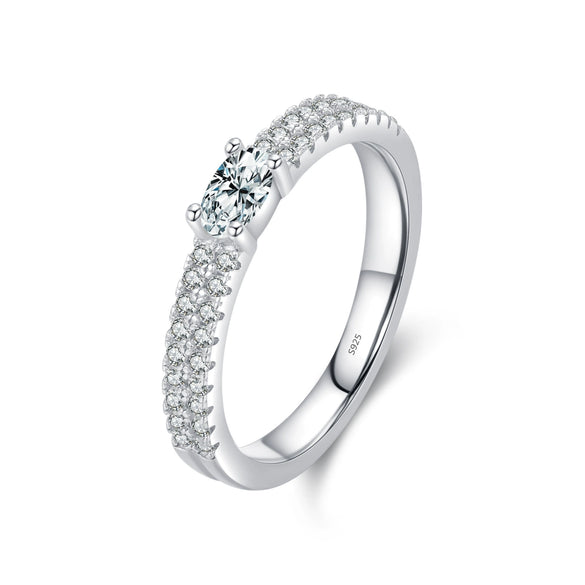 Women's Doublelayer Geometric S925 Sterling Silver Ring With Micro Inlay Highend Jewelry