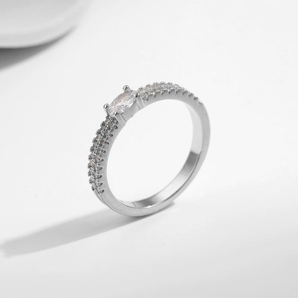 Women's Doublelayer Geometric S925 Sterling Silver Ring With Micro Inlay Highend Jewelry