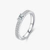 Women's Doublelayer Geometric S925 Sterling Silver Ring With Micro Inlay Highend Jewelry