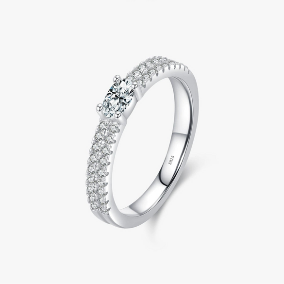 Women's Doublelayer Geometric S925 Sterling Silver Ring With Micro Inlay Highend Jewelry