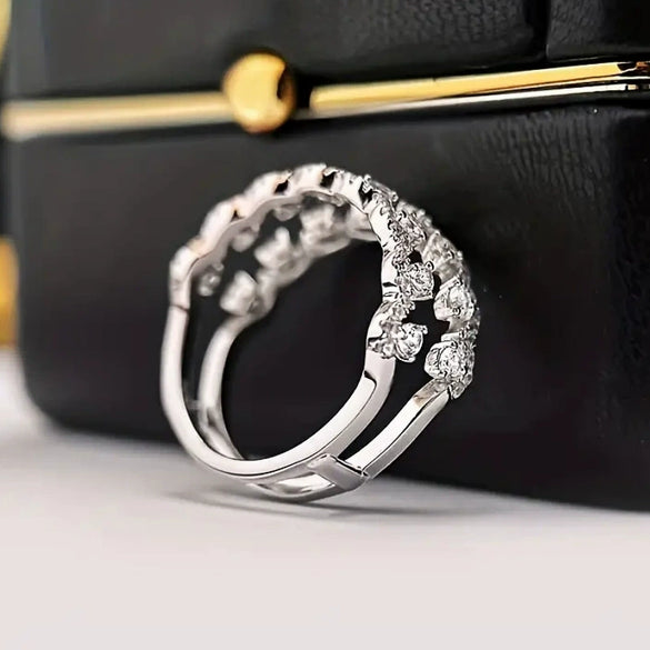 Women's Doublelayer Geometric Zircon Copper Ring Jewelry