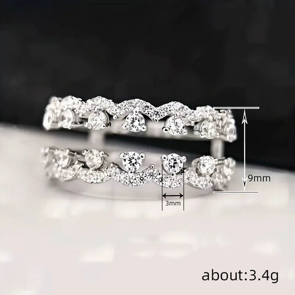 Women's Doublelayer Geometric Zircon Copper Ring Jewelry