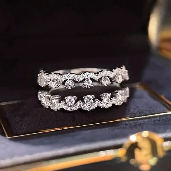 Women's Doublelayer Geometric Zircon Copper Ring Jewelry