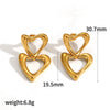 Women's Doublelayer Heartshaped Stainless Steel Electroplated Earrings Jewelry