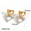 Women's Doublelayer Heartshaped Stainless Steel Electroplated Earrings Jewelry