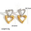 Women's Doublelayer Heartshaped Stainless Steel Electroplated Earrings Jewelry
