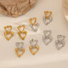 Women's Doublelayer Heartshaped Stainless Steel Electroplated Earrings Jewelry