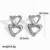 Women's Doublelayer Heartshaped Stainless Steel Electroplated Earrings Jewelry