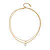 Women's Doublelayer Inlaid Zircon Pearl Necklace Stainless Steel 18K Real Gold Plated Geometric Jewelry