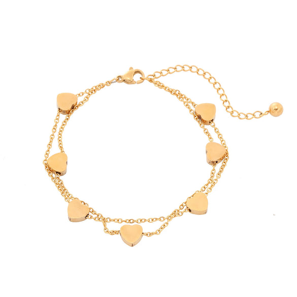 Women's Doublelayer Love Titanium Steel And Stainless Steel Bracelet With Geometric Design And Electroplating Treatment Fashion Style