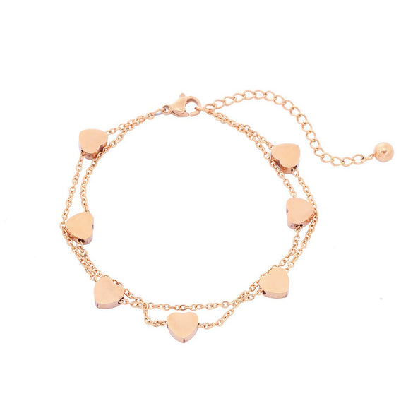 Women's Doublelayer Love Titanium Steel And Stainless Steel Bracelet With Geometric Design And Electroplating Treatment Fashion Style