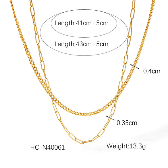 Women's Doublelayer Stainless Steel Geometric Clavicle Chain Necklace With Electroplating