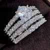 Women's Doublelayer Zircon Engagement Set Ring And Bracelet Light Luxury Style Copper Material Geometric Pattern Zirconia Treatment