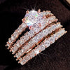 Women's Doublelayer Zircon Engagement Set Ring And Bracelet Light Luxury Style Copper Material Geometric Pattern Zirconia Treatment