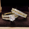 Women's Doublelayer Zircon Engagement Set Ring And Bracelet Light Luxury Style Copper Material Geometric Pattern Zirconia Treatment