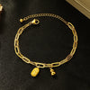 Women's Doublelayered Gourd Fortune Bracelet Titanium Steel Electroplated Simple Style Jewelry