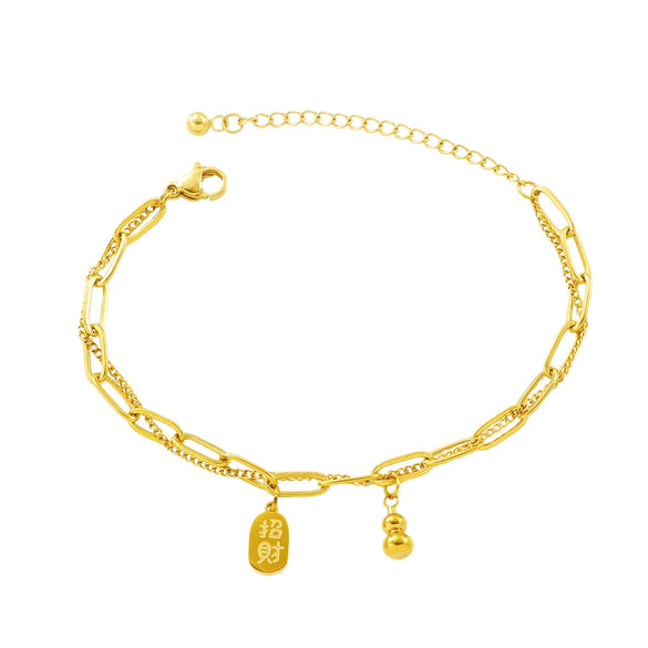 Women's Doublelayered Gourd Fortune Bracelet Titanium Steel Electroplated Simple Style Jewelry