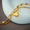 Women's Doublelayered Love Ball Bead Heart Shape Stainless Steel Jewelry Bracelet With Electroplating