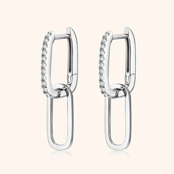 Women's Doublering Moissanite S925 Silver Tassel Earrings With Geometric Design And Electroplating
