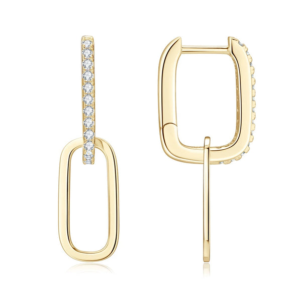 Women's Doublering Moissanite S925 Silver Tassel Earrings With Geometric Design And Electroplating