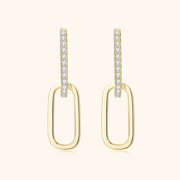 Women's Doublering Moissanite S925 Silver Tassel Earrings With Geometric Design And Electroplating