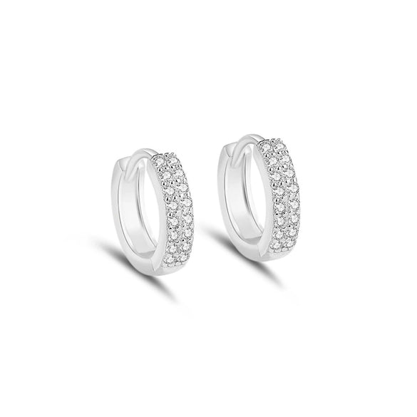 Women's Doublerow Round S925 Sterling Silver Geometric Flash Diamond Earrings With Electroplating