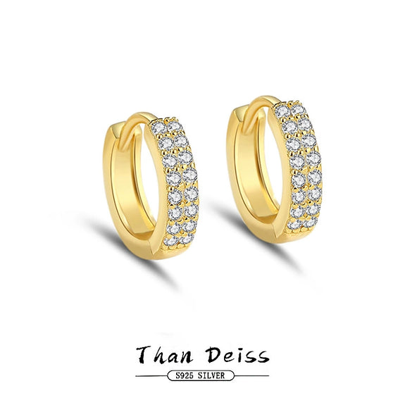 Women's Doublerow Round S925 Sterling Silver Geometric Flash Diamond Earrings With Electroplating