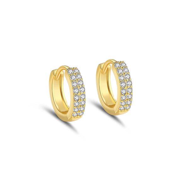 Women's Doublerow Round S925 Sterling Silver Geometric Flash Diamond Earrings With Electroplating
