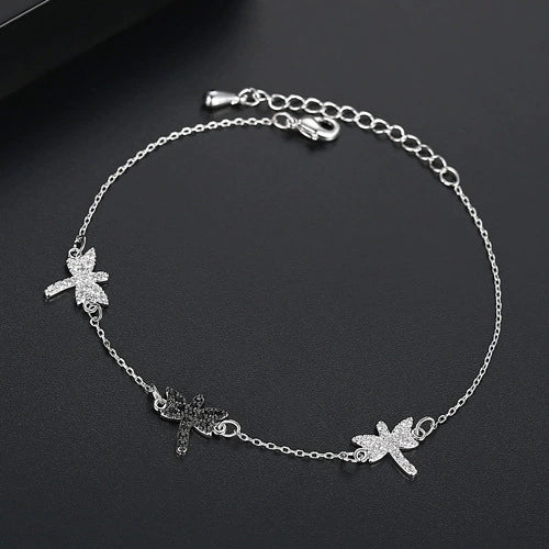 Women's Dragonfly Chain Bracelet With Zircon Inlay Electroplated Copper Jewelry Simple Animal Design