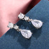Women's Dropshaped Copper Earrings With Microembedded Pearshaped Zircon And Geometric Pattern Light Luxury Style