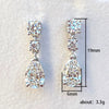Women's Dropshaped Copper Earrings With Microembedded Pearshaped Zircon And Geometric Pattern Light Luxury Style