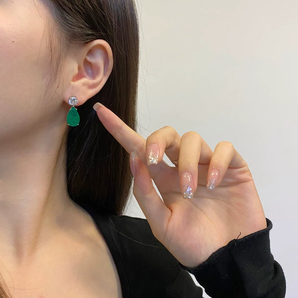 Women's Dropshaped Elegant Luxury S925 Sterling Silver Electroplated Earrings