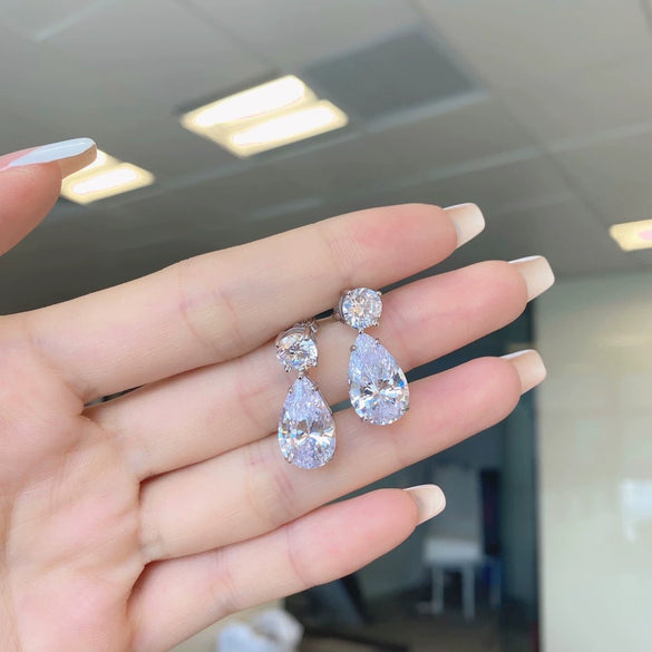 Women's Dropshaped Elegant Luxury S925 Sterling Silver Electroplated Earrings