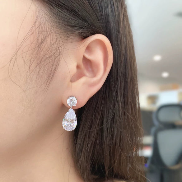 Women's Dropshaped Elegant Luxury S925 Sterling Silver Electroplated Earrings