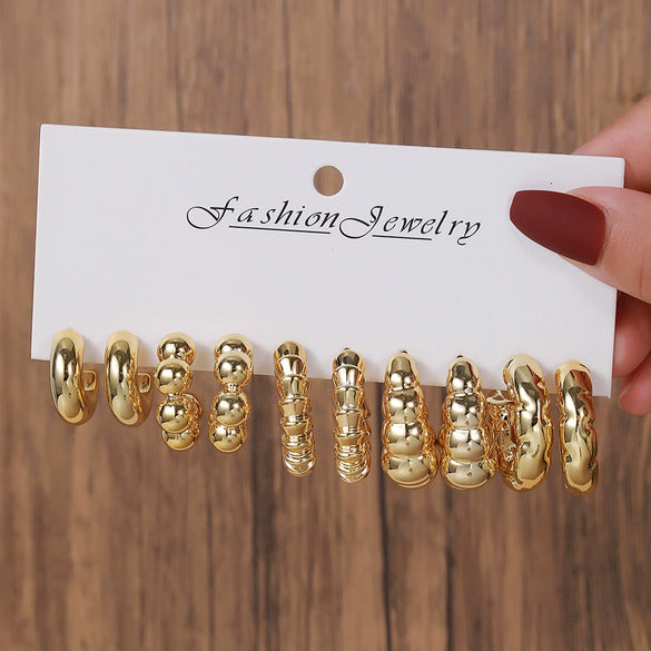 Women's Dropshaped Geometric Twist Electroplated Ccb Earrings Set