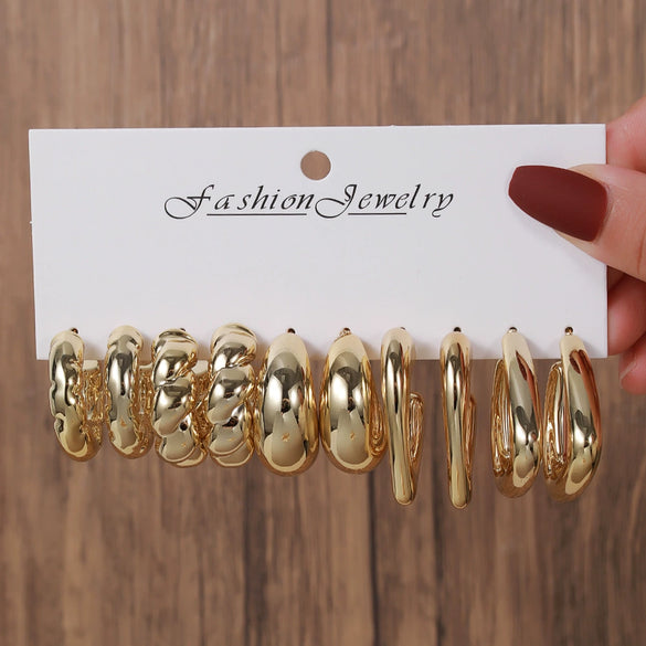 Women's Dropshaped Geometric Twist Electroplated Ccb Earrings Set