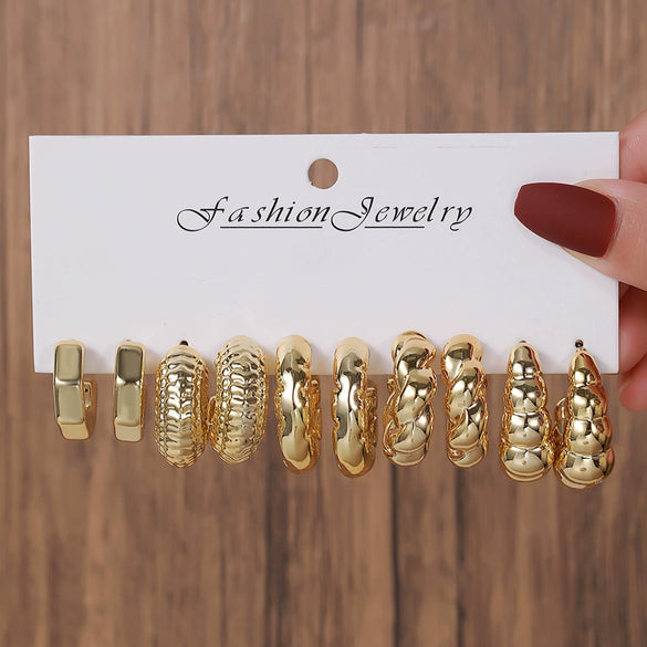 Women's Dropshaped Geometric Twist Electroplated Ccb Earrings Set