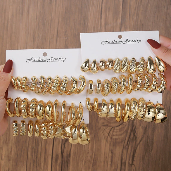 Women's Dropshaped Geometric Twist Electroplated Ccb Earrings Set