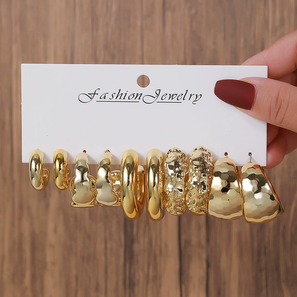 Women's Dropshaped Geometric Twist Electroplated Ccb Earrings Set
