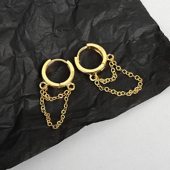 Women's Ear Chain Earrings Copper Geometric Circle Style