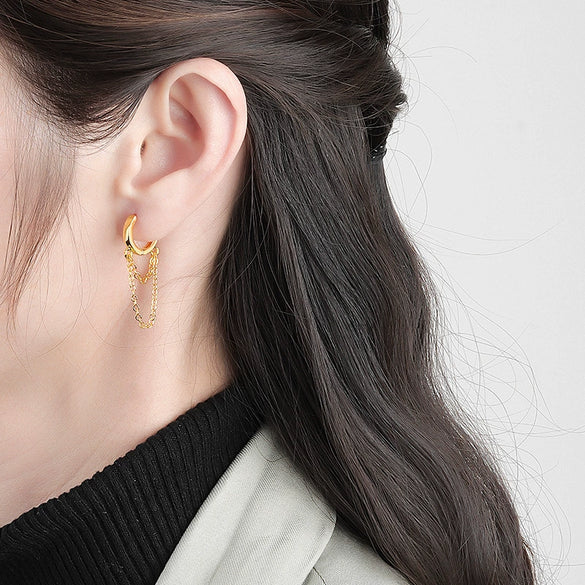 Women's Ear Chain Earrings Copper Geometric Circle Style