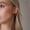 Women's Eggshaped Geometric Stainless Steel Stud Earrings With Pvd Gold Plating And Resin Design
