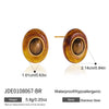 Women's Eggshaped Geometric Stainless Steel Stud Earrings With Pvd Gold Plating And Resin Design