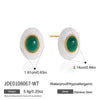 Women's Eggshaped Geometric Stainless Steel Stud Earrings With Pvd Gold Plating And Resin Design