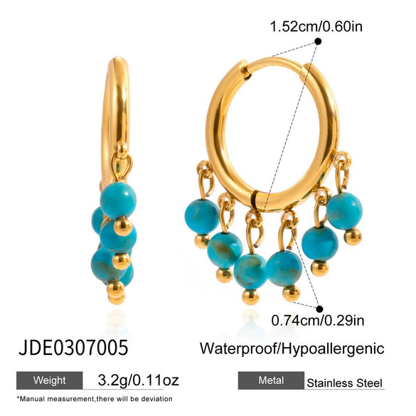 Women's Eggshaped Geometric Stainless Steel Stud Earrings With Pvd Gold Plating And Resin Design