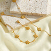 Women's Eight Pointed Star Geometric Rhinestone Stainless Steel Necklace And Bracelet Set With 18K Vacuum Plated Finish